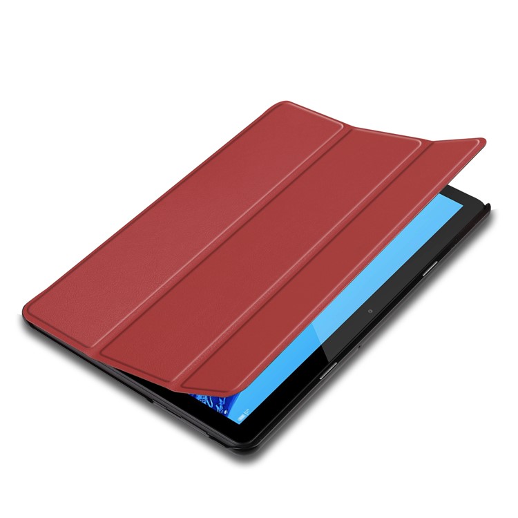 Tri-fold Leather Protection Case with Stand for Huawei MediaPad T5 10 - Wine Red-3