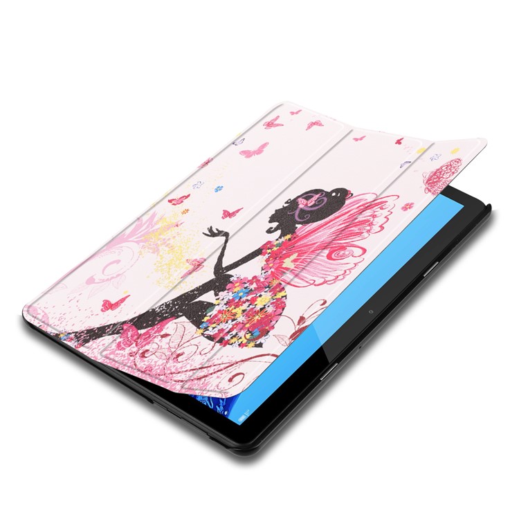 Pattern Printing Leather Tri-fold Stand Tablet Accessory Case for Huawei MediaPad T5 10 - Flowered Girl with Wings-3