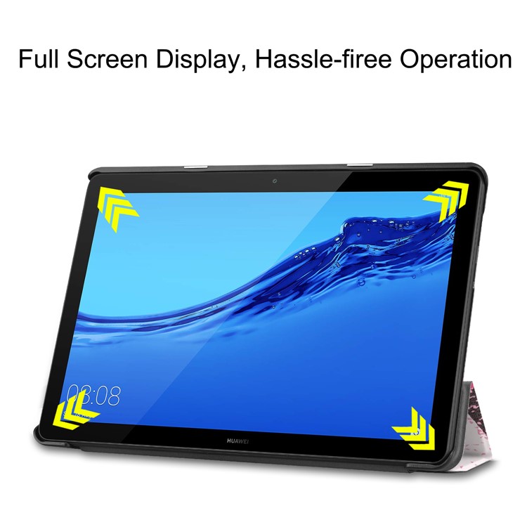 Pattern Printing Leather Tri-fold Stand Tablet Accessory Case for Huawei MediaPad T5 10 - Flowered Girl with Wings-5