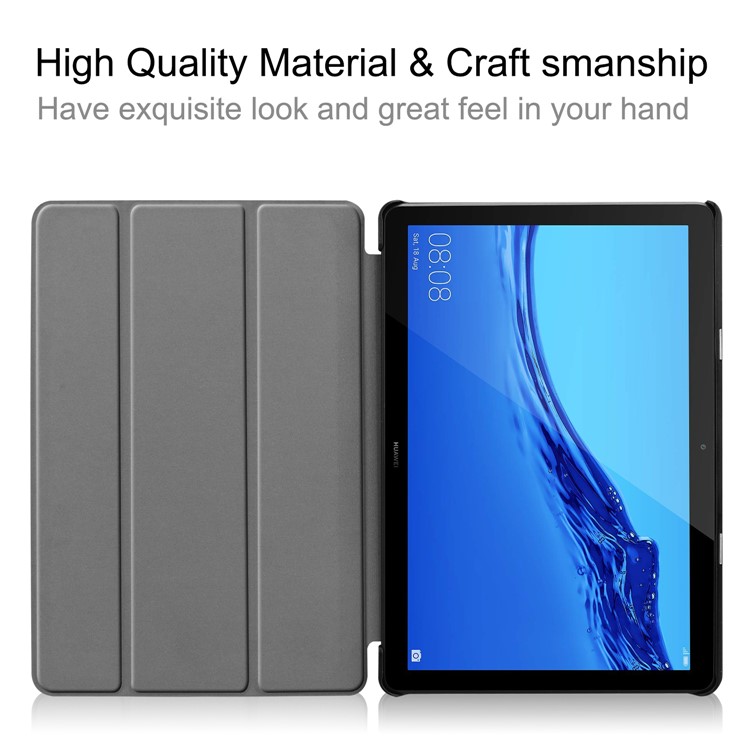 Pattern Printing Leather Tri-fold Stand Tablet Accessory Case for Huawei MediaPad T5 10 - Flowered Girl with Wings-7