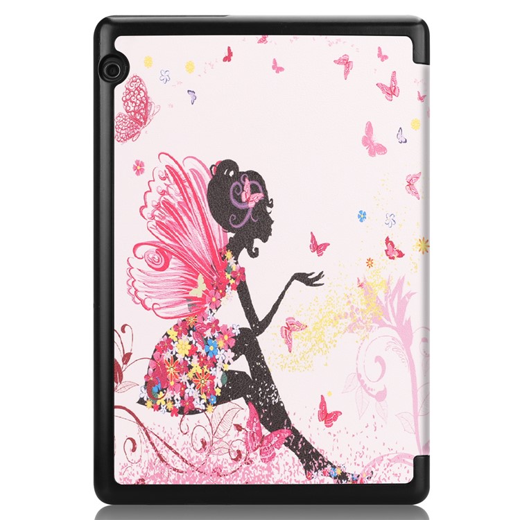 Pattern Printing Leather Tri-fold Stand Tablet Accessory Case for Huawei MediaPad T5 10 - Flowered Girl with Wings-9