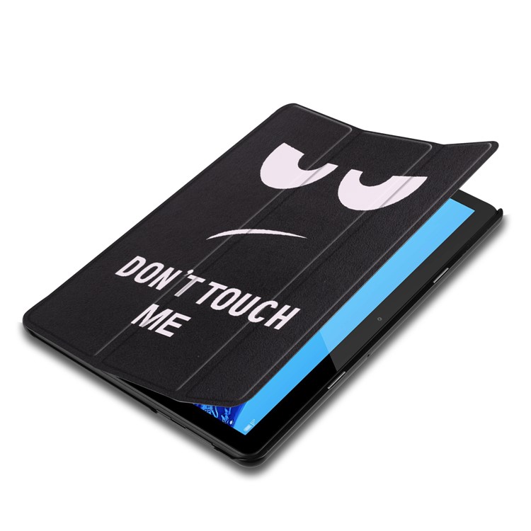 Pattern Printing Leather Tri-fold Stand Tablet Accessory Cover for Huawei MediaPad T5 10 - Angry Face-3