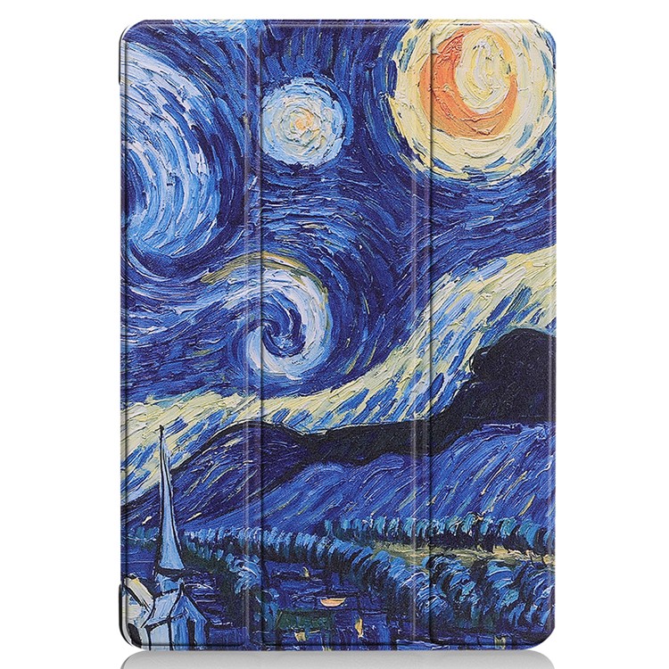 Pattern Printing Leather Tri-fold Stand Tablet Accessory Casing for Huawei MediaPad T5 10 - Oil Painting-8