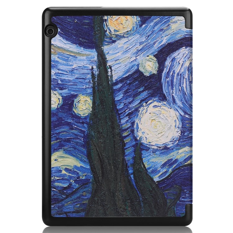 Pattern Printing Leather Tri-fold Stand Tablet Accessory Casing for Huawei MediaPad T5 10 - Oil Painting-9