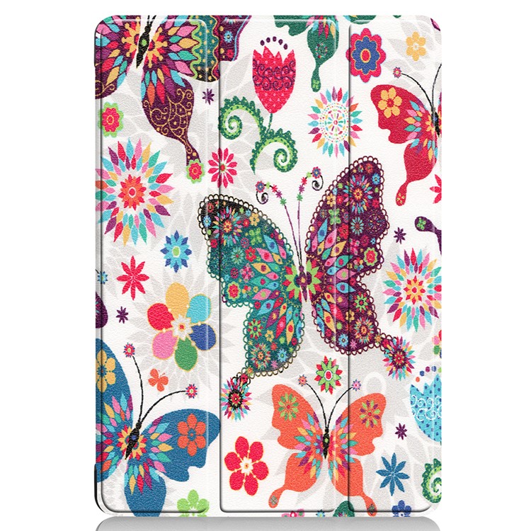Pattern Printing Leather Tri-fold Stand Tablet Accessory Shell for Huawei MediaPad T5 10 - Colorful Butterfly-8