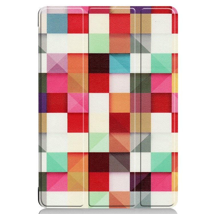 Pattern Printing Leather Tri-fold Stand Tablet Case for Huawei MediaPad T5 10 - Colorful Grids-8