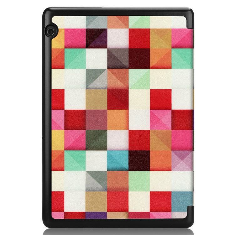 Pattern Printing Leather Tri-fold Stand Tablet Case for Huawei MediaPad T5 10 - Colorful Grids-9