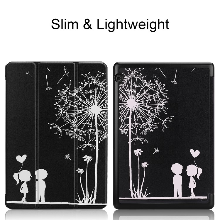 Pattern Printing Leather Tri-fold Stand Tablet Shell for Huawei MediaPad T5 10 - Dandelion-2