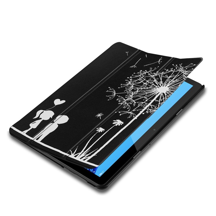 Pattern Printing Leather Tri-fold Stand Tablet Shell for Huawei MediaPad T5 10 - Dandelion-3