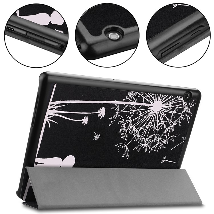 Pattern Printing Leather Tri-fold Stand Tablet Shell for Huawei MediaPad T5 10 - Dandelion-6