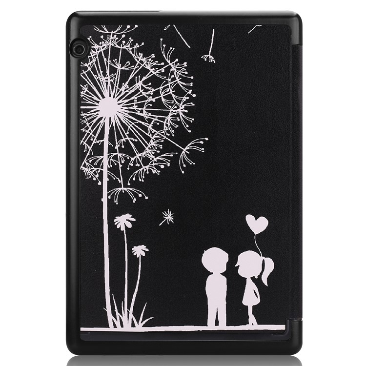 Pattern Printing Leather Tri-fold Stand Tablet Shell for Huawei MediaPad T5 10 - Dandelion-9