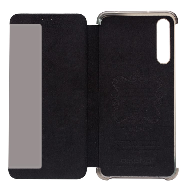 QIALINO View Window Smart Cross Texture Leather Shell for Huawei P20 Pro - Black-2