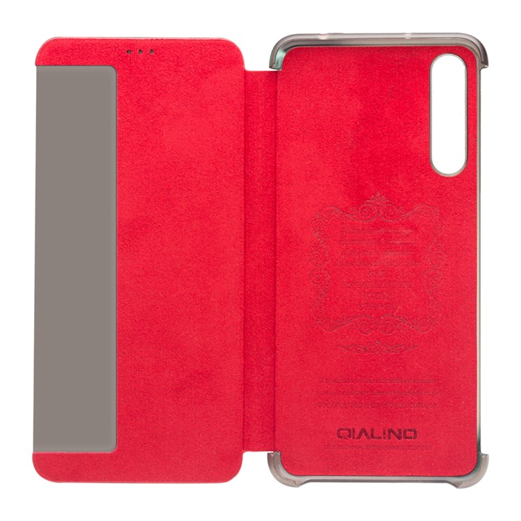 QIALINO View Window Smart Cross Texture Leather Case for Huawei P20 Pro - Red-3