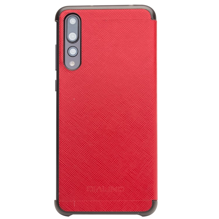 QIALINO View Window Smart Cross Texture Leather Case for Huawei P20 Pro - Red-4