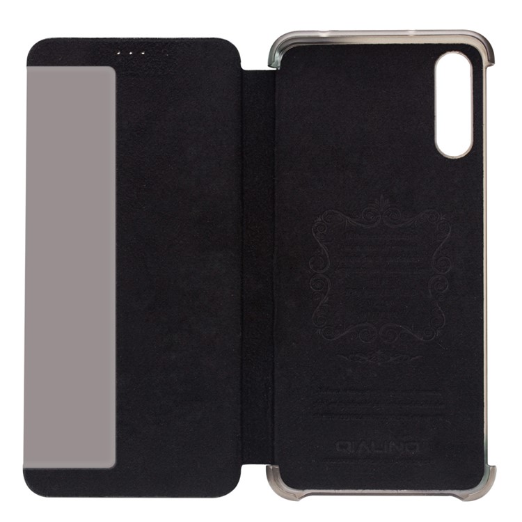 QIALINO View Window Smart Cross Texture Leather Mobile Shell for Huawei P20 - Black-4