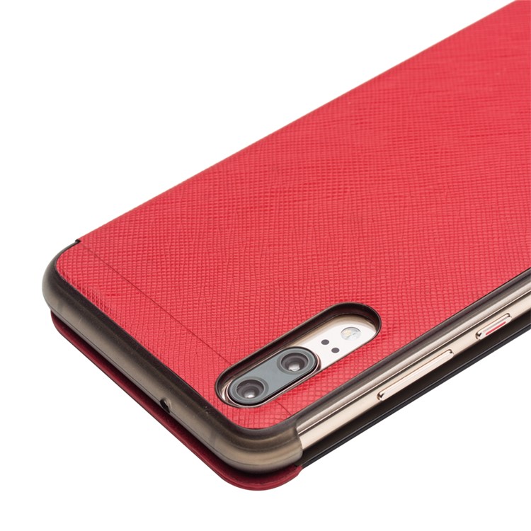 Custodia In Pelle QIALINO Per Finestra Con Vista Intelligente Per Huawei P20 - Rosso-3