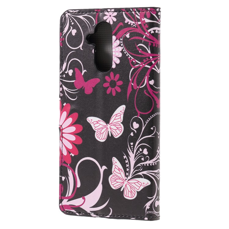 Pattern Printing PU Leather Magnetic Phone Cover for Huawei Mate 20 Lite - Butterfly and Flower-2