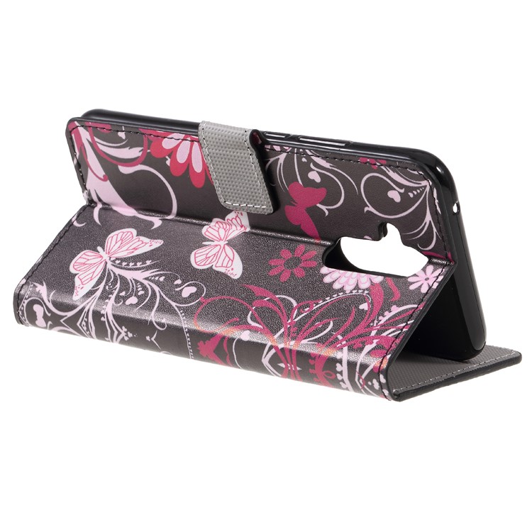 Pattern Printing PU Leather Magnetic Phone Cover for Huawei Mate 20 Lite - Butterfly and Flower-5