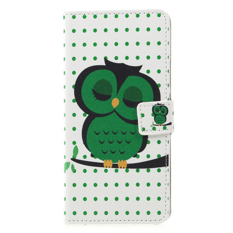 Padrão De Impressão PU Couro Magnético Phone Case Para Huawei Mate 20 Lite - Cochilando Coruja-1
