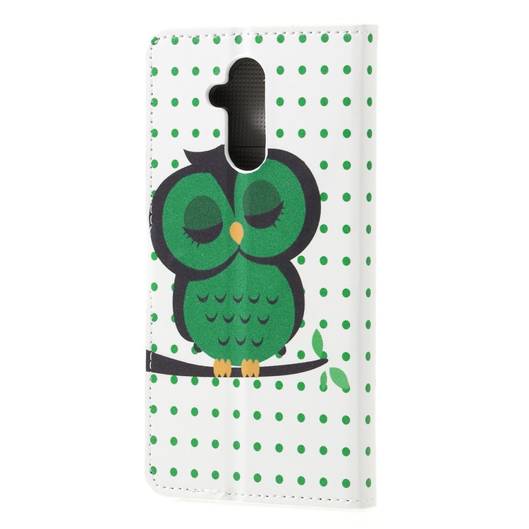 Padrão De Impressão PU Couro Magnético Phone Case Para Huawei Mate 20 Lite - Cochilando Coruja-2
