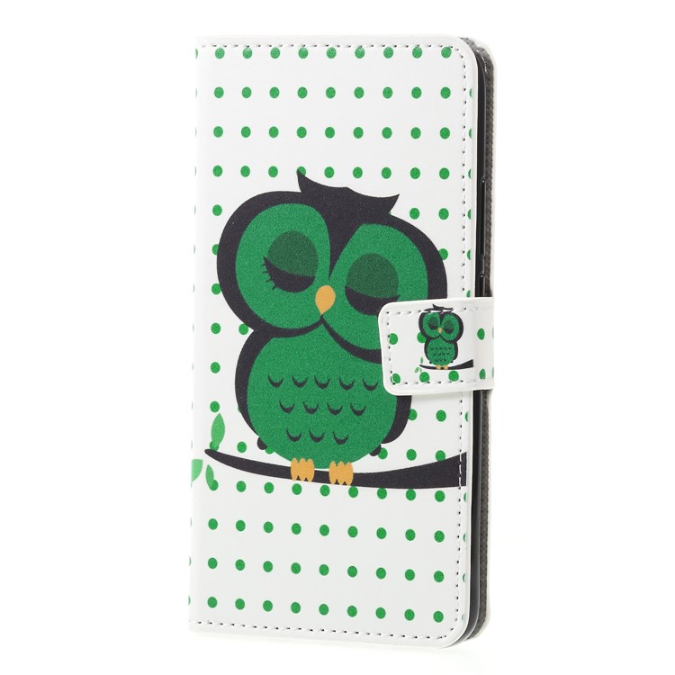 Padrão De Impressão PU Couro Magnético Phone Case Para Huawei Mate 20 Lite - Cochilando Coruja-3