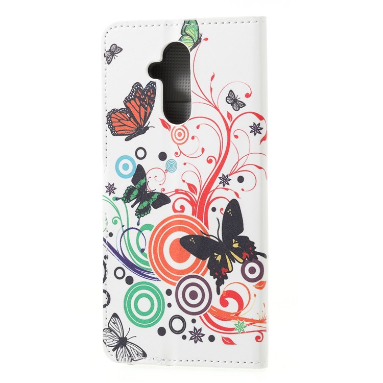 Pattern Printing PU Leather Stand Phone Shell for Huawei Mate 20 Lite - Butterfly and Circles-2
