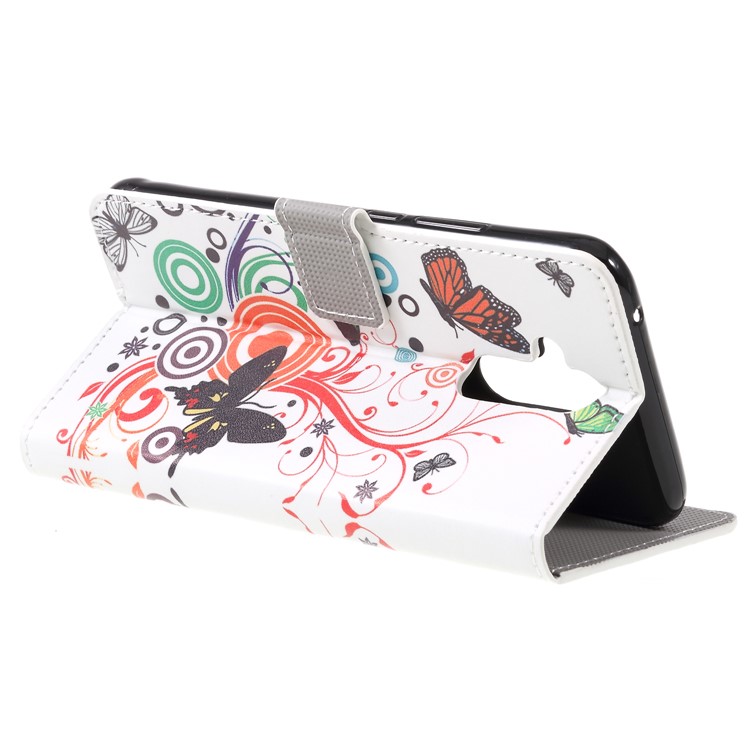 Pattern Printing PU Leather Stand Phone Shell for Huawei Mate 20 Lite - Butterfly and Circles-5