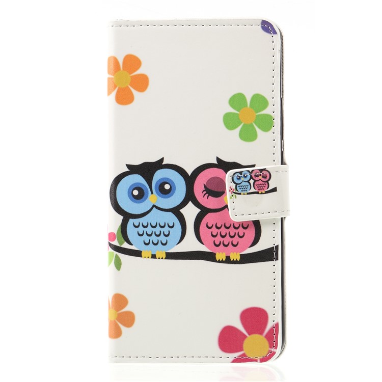 Pattern Printing PU Leather Wallet Mobile Case for Huawei Mate 20 Lite - Owl Couple-1