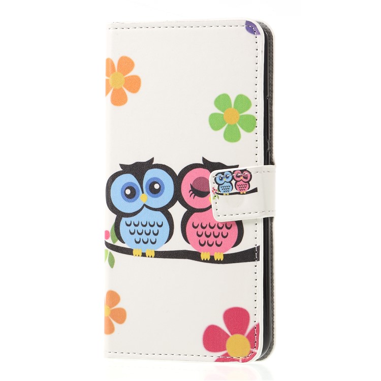 Pattern Printing PU Leather Wallet Mobile Case for Huawei Mate 20 Lite - Owl Couple-3