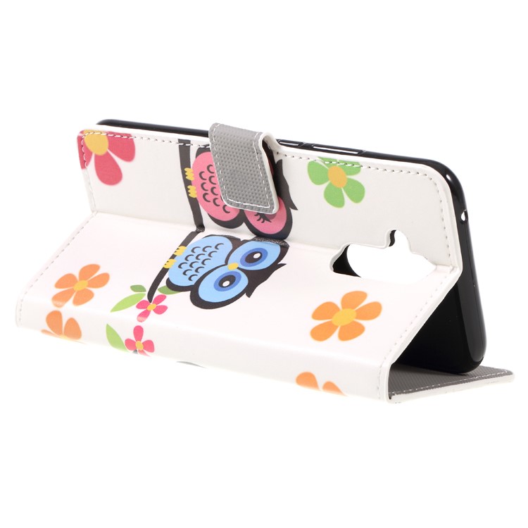 Pattern Printing PU Leather Wallet Mobile Case for Huawei Mate 20 Lite - Owl Couple-5
