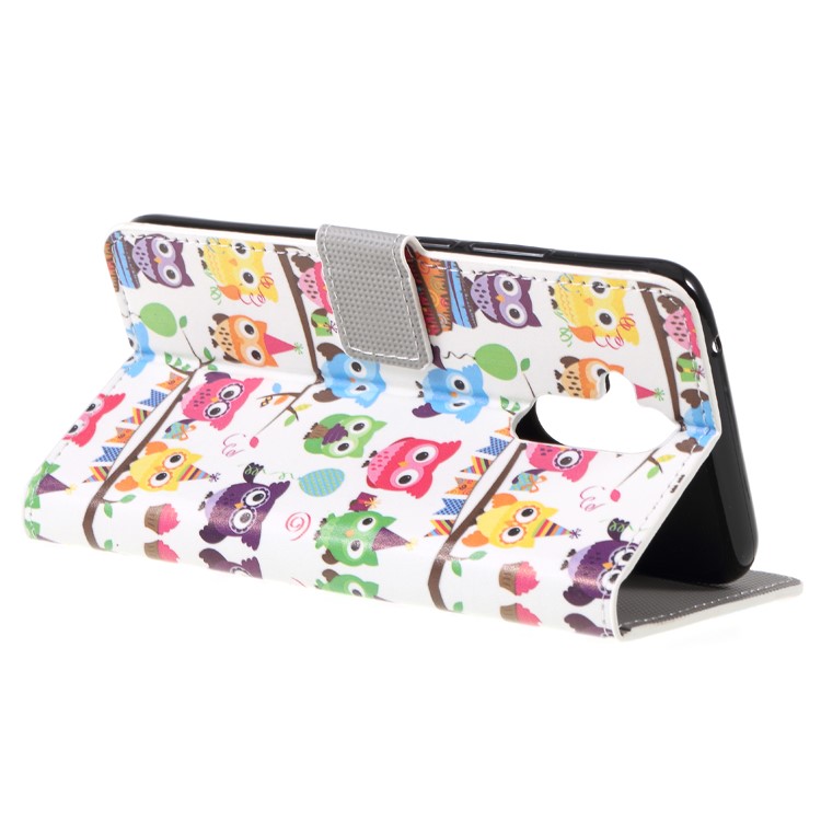 Pattern Printing PU Leather Wallet Cell Phone Cover for Huawei Mate 20 Lite - Multiple Cute Owls-5
