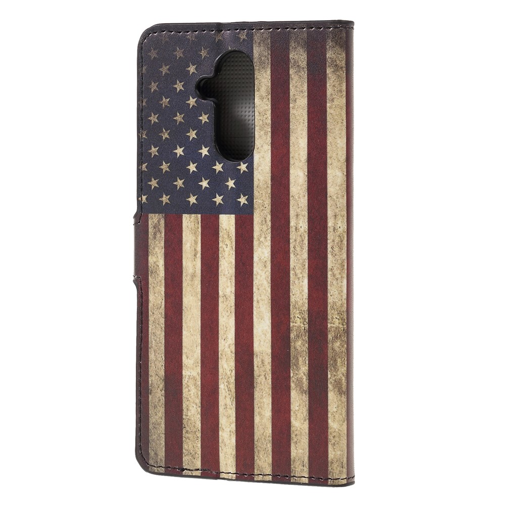 Pattern Printing PU Leather Magnetic Mobile Phone Shell for Huawei Mate 20 Lite - Retro US Flag-2