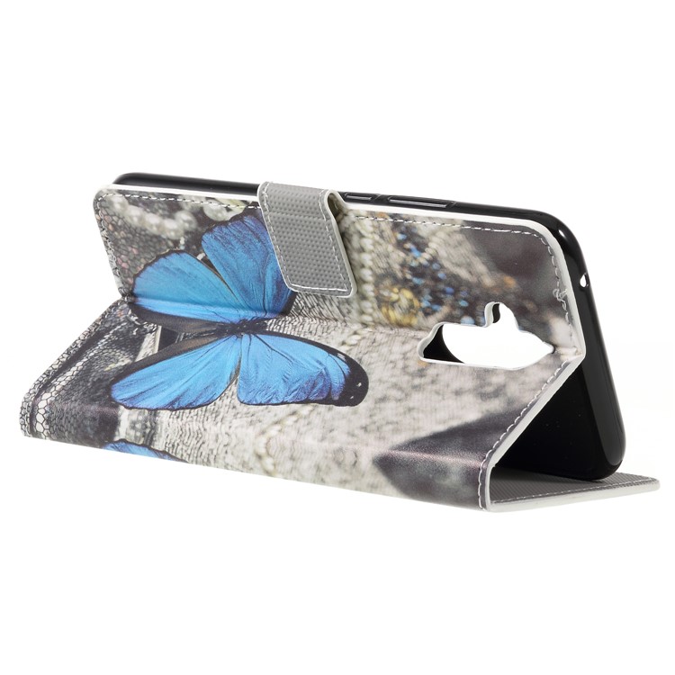 Pattern Printing PU Leather Wallet Phone Accessory Case for Huawei Mate 20 Lite - Blue Butterfly-5