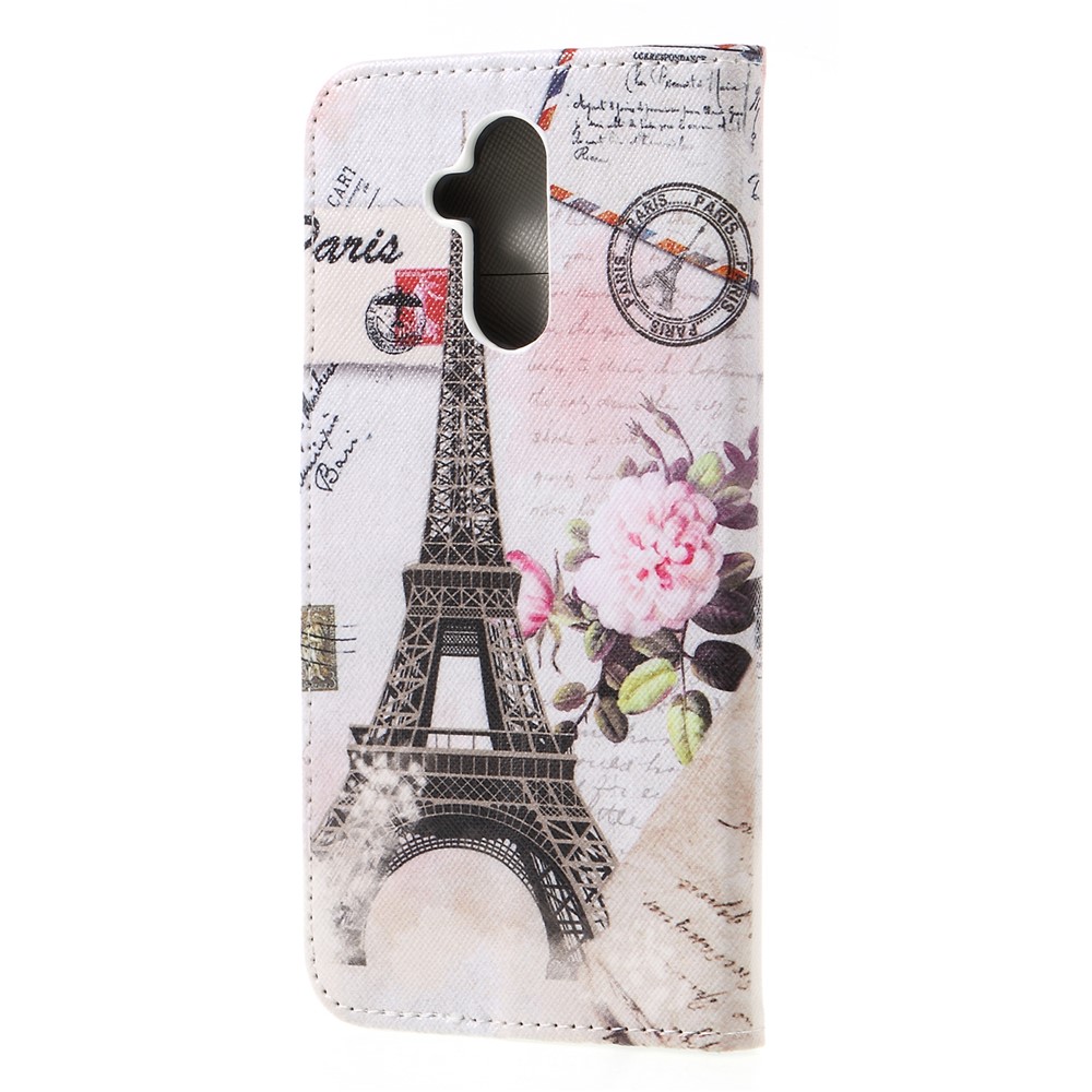 Pattern Printing Cross Texture PU Leather Wallet Case for Huawei Mate 20 Lite - Eiffel Tower-2