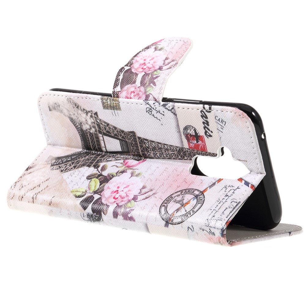 Pattern Printing Cross Texture PU Leather Wallet Case for Huawei Mate 20 Lite - Eiffel Tower-5