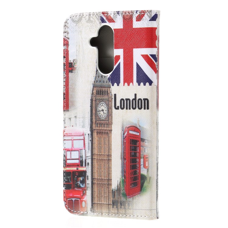 Etui À Motifs Motif Croisé En Cuir Magnétique Etui Portefeuille Pour Huawei Mate 20 Lite - Big Ben Et Drapeau Britannique-2