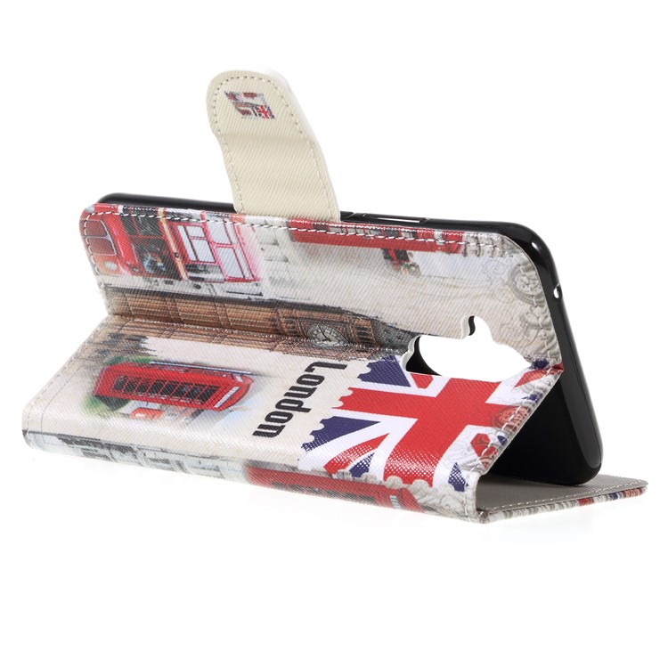 Etui À Motifs Motif Croisé En Cuir Magnétique Etui Portefeuille Pour Huawei Mate 20 Lite - Big Ben Et Drapeau Britannique-5