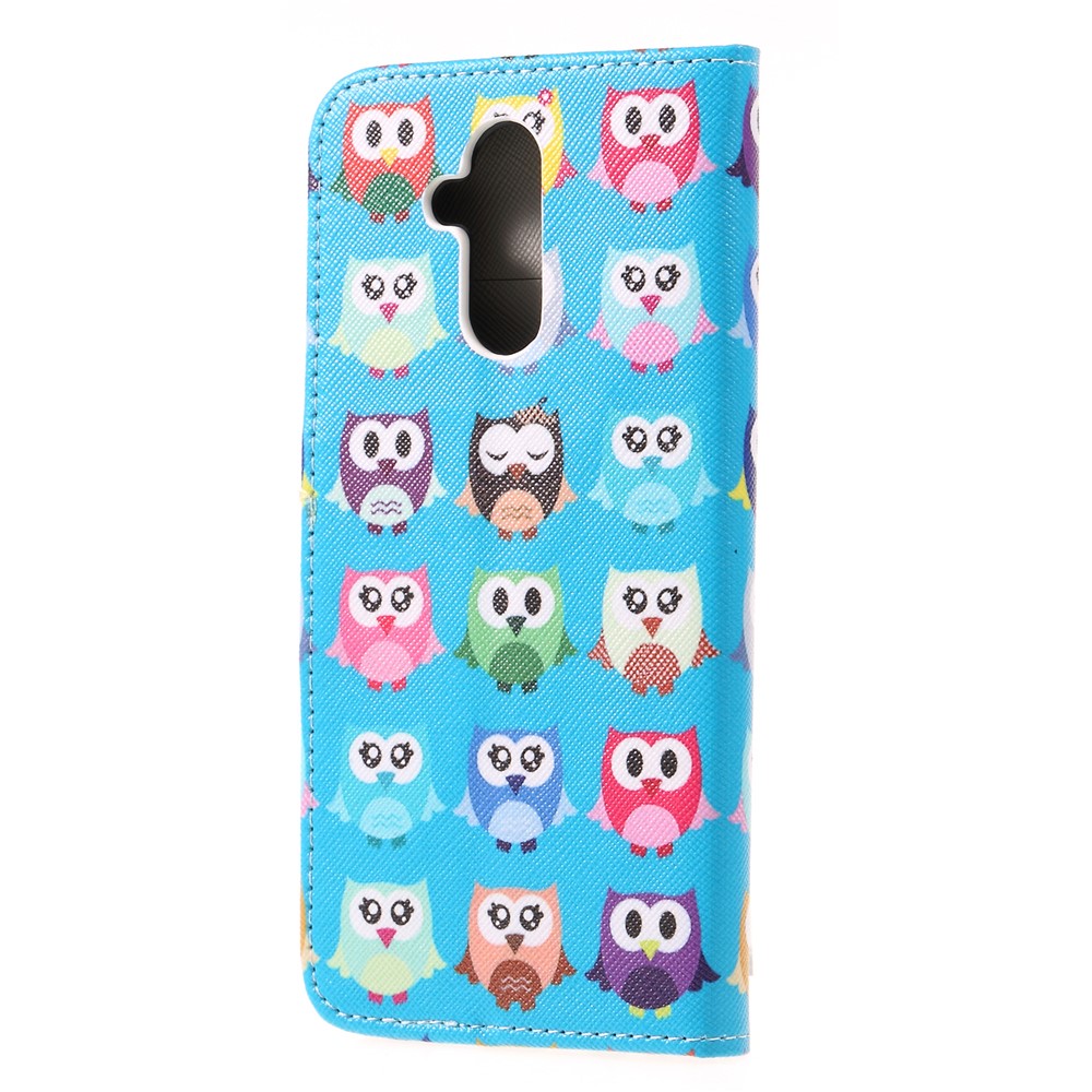 Motif Impression Croisé Texture Portefeuille En Cuir Stand Couverture Pour Huawei Mate 20 Lite - Plusieurs Chouettes-2