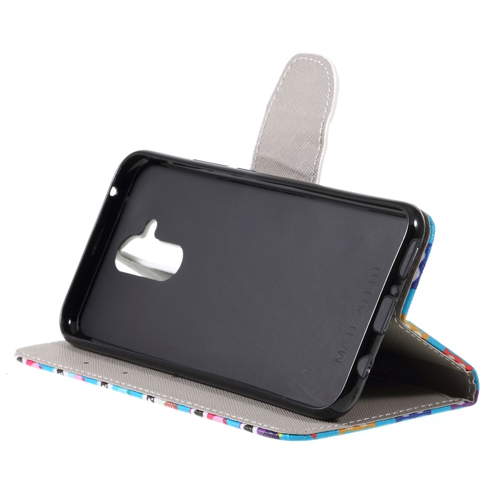 Motif Impression Croisé Texture Portefeuille En Cuir Stand Couverture Pour Huawei Mate 20 Lite - Plusieurs Chouettes-4