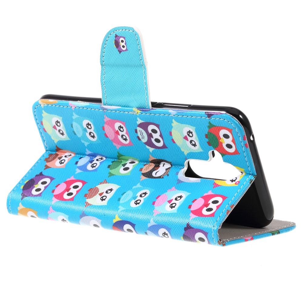 Motif Impression Croisé Texture Portefeuille En Cuir Stand Couverture Pour Huawei Mate 20 Lite - Plusieurs Chouettes-5