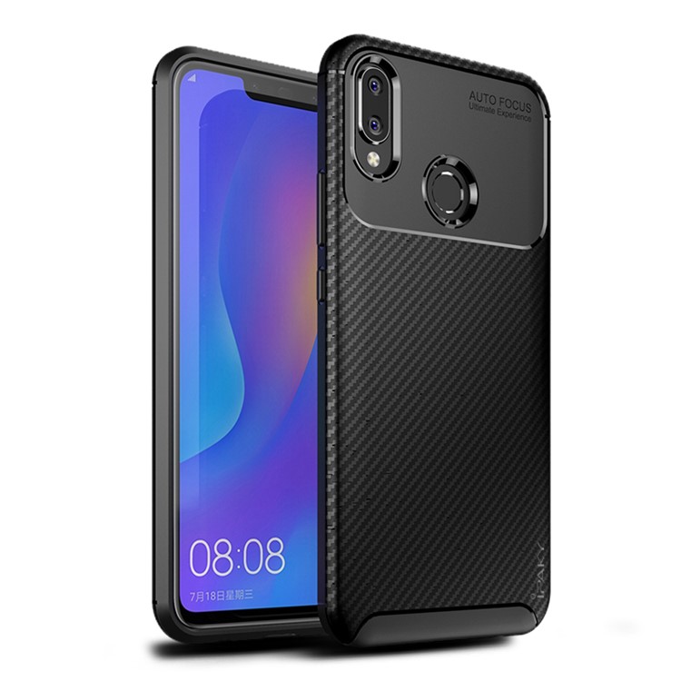 Ipaky Carbon Fiber Texture Soft TPU Back Phone Cover for Huawei nova 3i / P Smart+ - Black-1