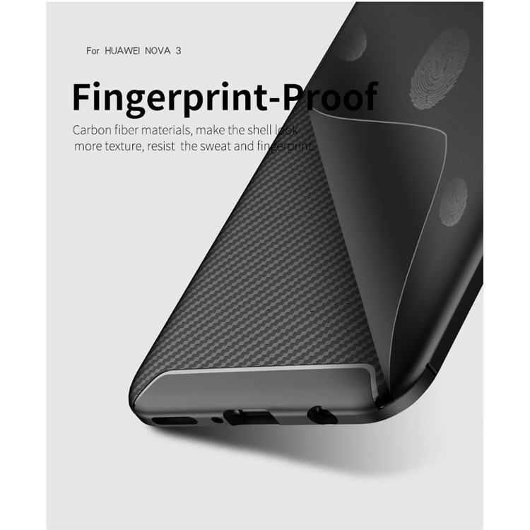 Ipaky Carbon Fiber Texture Soft TPU Back Phone Cover for Huawei nova 3i / P Smart+ - Black-2