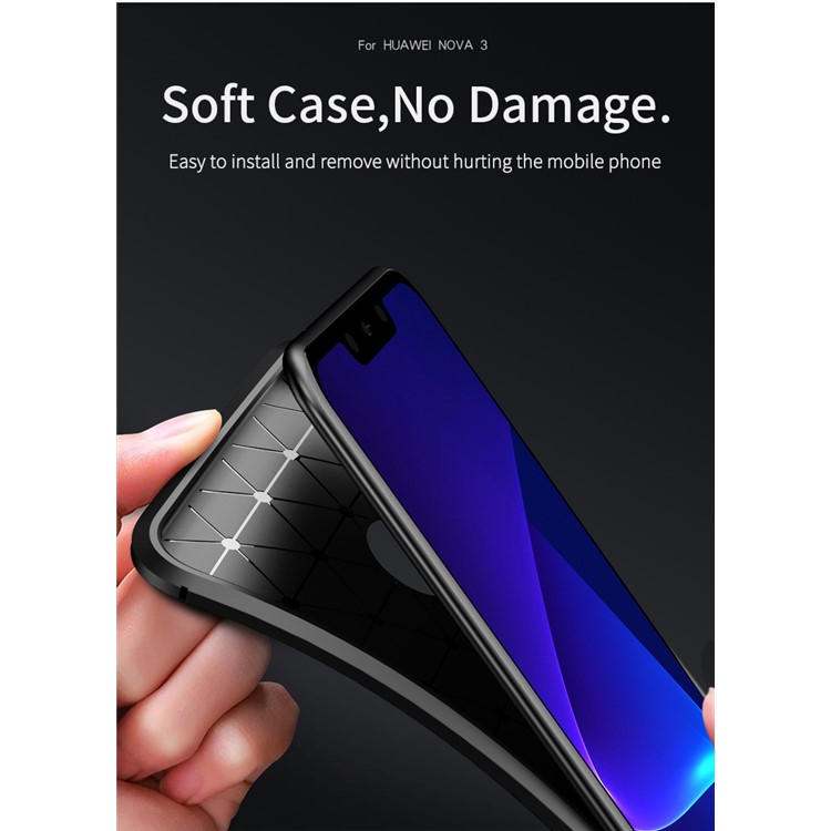 Ipaky Carbon Fiber Texture Soft TPU Back Phone Cover for Huawei nova 3i / P Smart+ - Black-4
