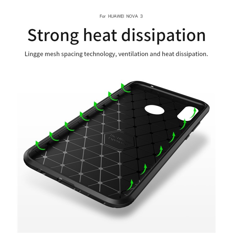 Ipaky Carbon Fiber Texture Soft TPU Back Phone Cover for Huawei nova 3i / P Smart+ - Black-5
