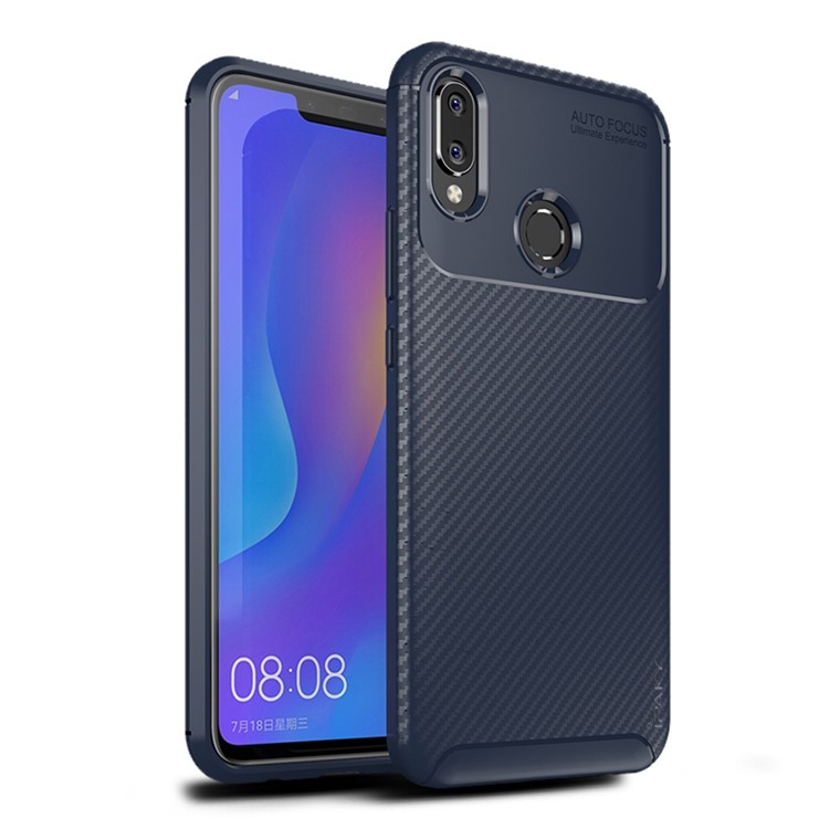 Ipaky Carbon Fiber Texture Soft TPU Back Phone Shell for Huawei nova 3i / P Smart+ - Blue-1