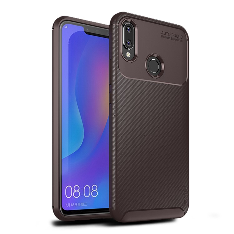 Ipaky Carbon Fiber Texture Soft TPU Phone Protection Case for Huawei nova 3i / P Smart+ - Brown-1