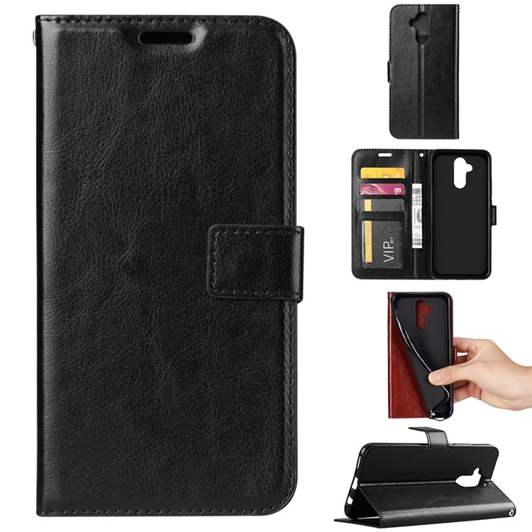Crazy Horse Texture Wallet Stand Leather Mobile Casing for Huawei Mate 20 Lite - Black-1