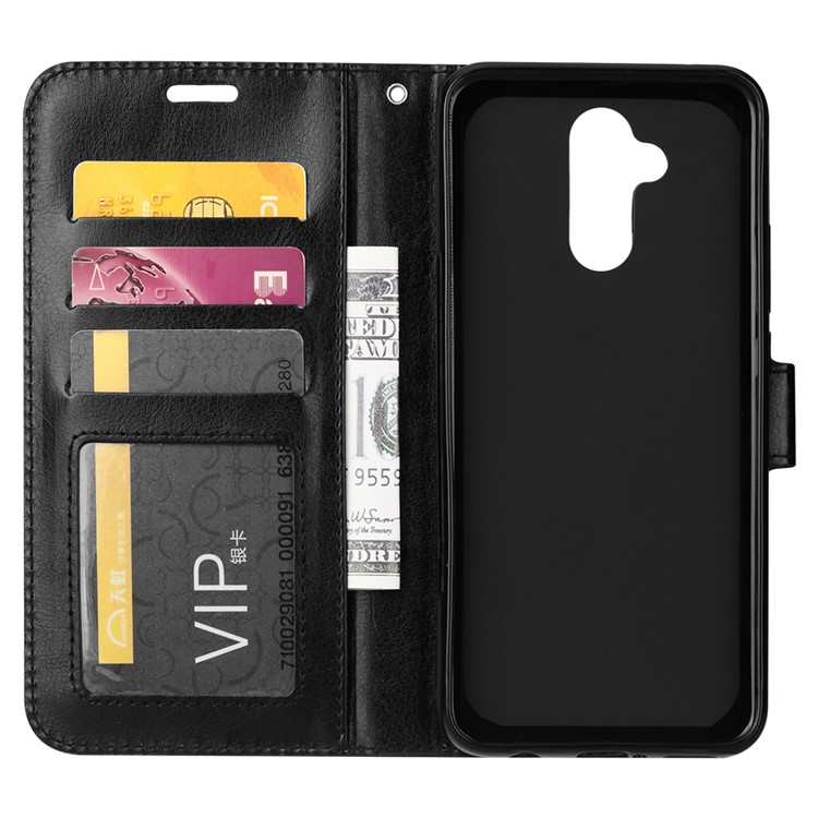 Crazy Horse Texture Wallet Stand Leather Mobile Casing for Huawei Mate 20 Lite - Black-4