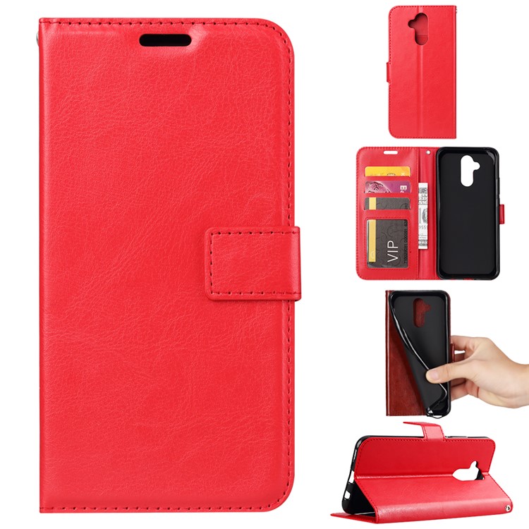 Crazy Horse Texture Wallet Stand Leather Mobile Shell for Huawei Mate 20 Lite - Red-1