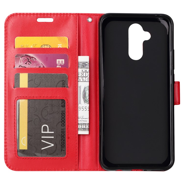 Crazy Horse Texture Wallet Stand Leather Mobile Shell for Huawei Mate 20 Lite - Red-4